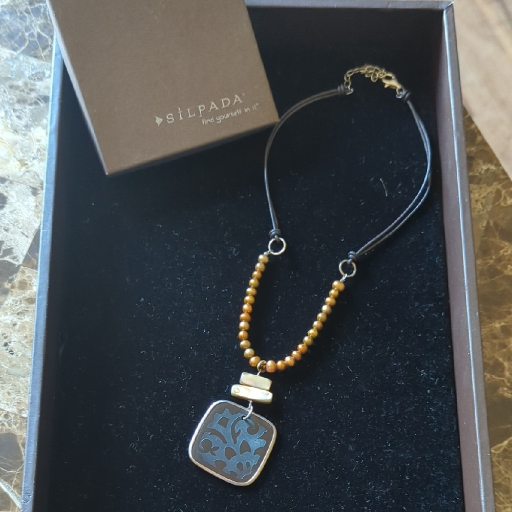 Silpada Black and Gold Necklace with Distinctive Pendant